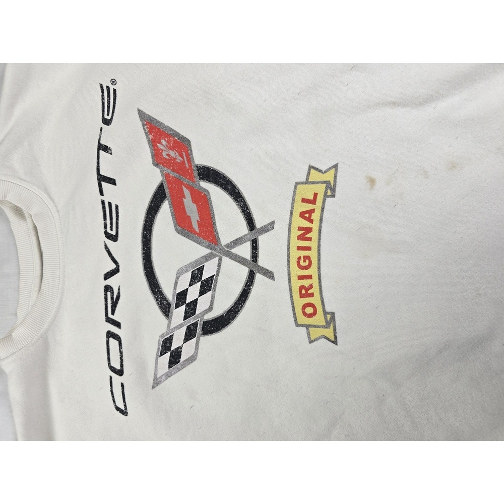 Corvette‎ Sweatshirt Mens Large White Original GM Crewneck Pullover Racing Logo - Picture 3 of 10